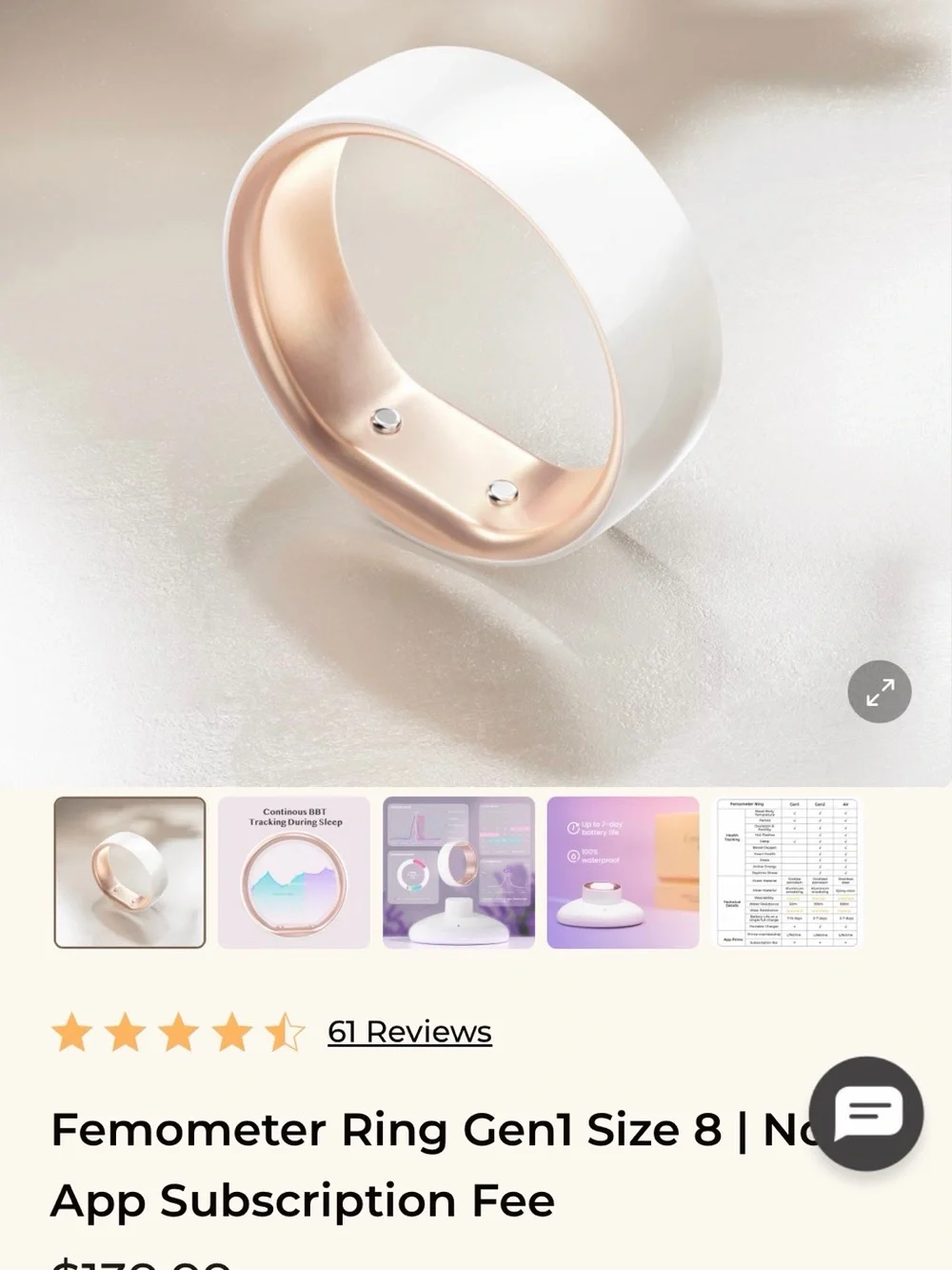White Smart Wearable Ring Charger Dock with Rose Gold Accent